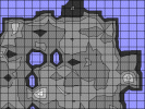 CGF generated 'total' tactical value map of lower Urban areas, projected on top view - lighter colors represent better locations